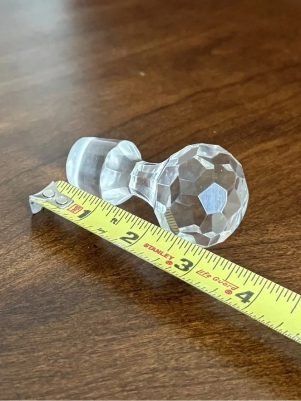 Vtg. Round Prism-Style Lead Crystal Faceted Decanter Stopper Approx 3”x1”